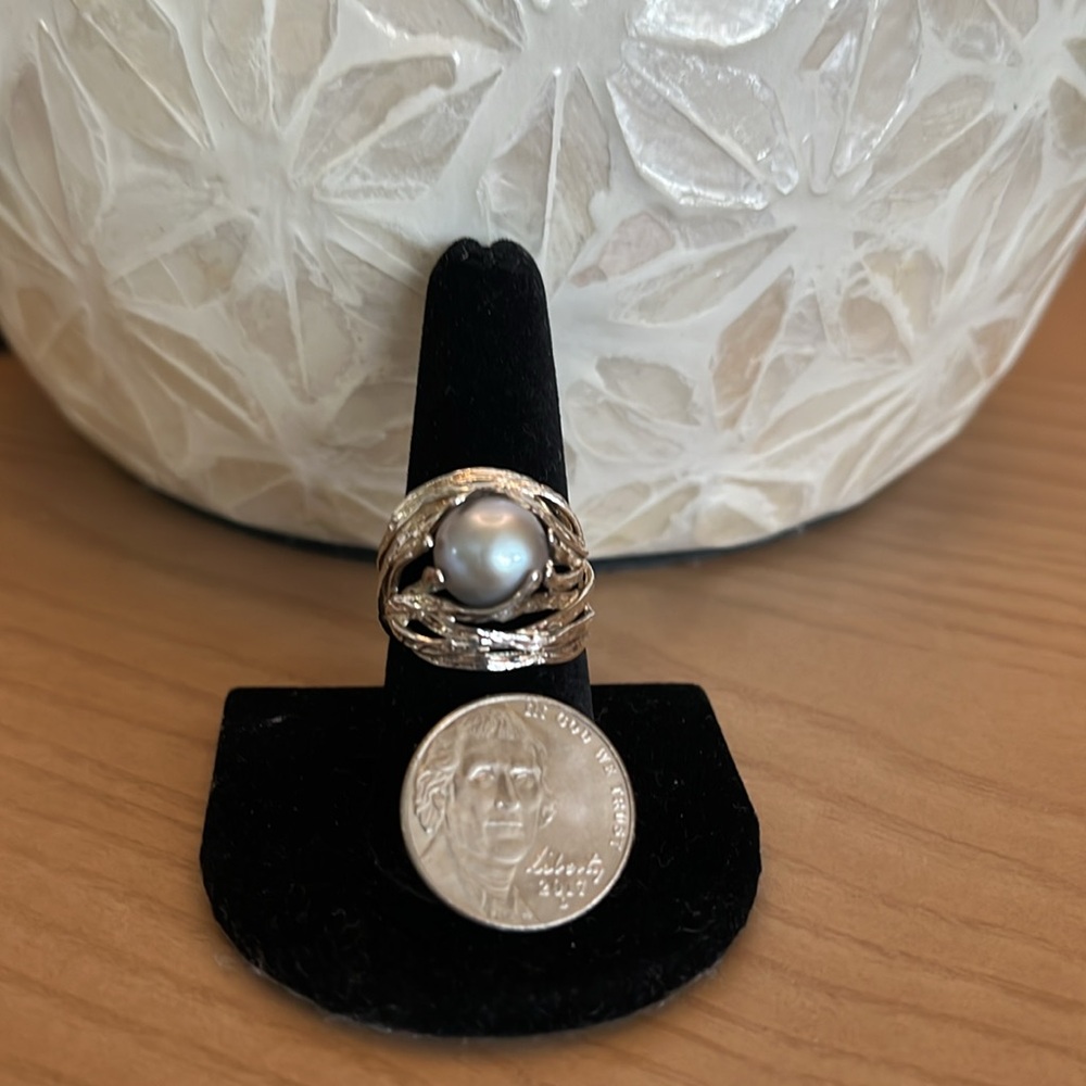 A.S. Israel Artisan Sterling Silver 925 Nested Pearl Branch Style Ring -… - Picture 7 of 7